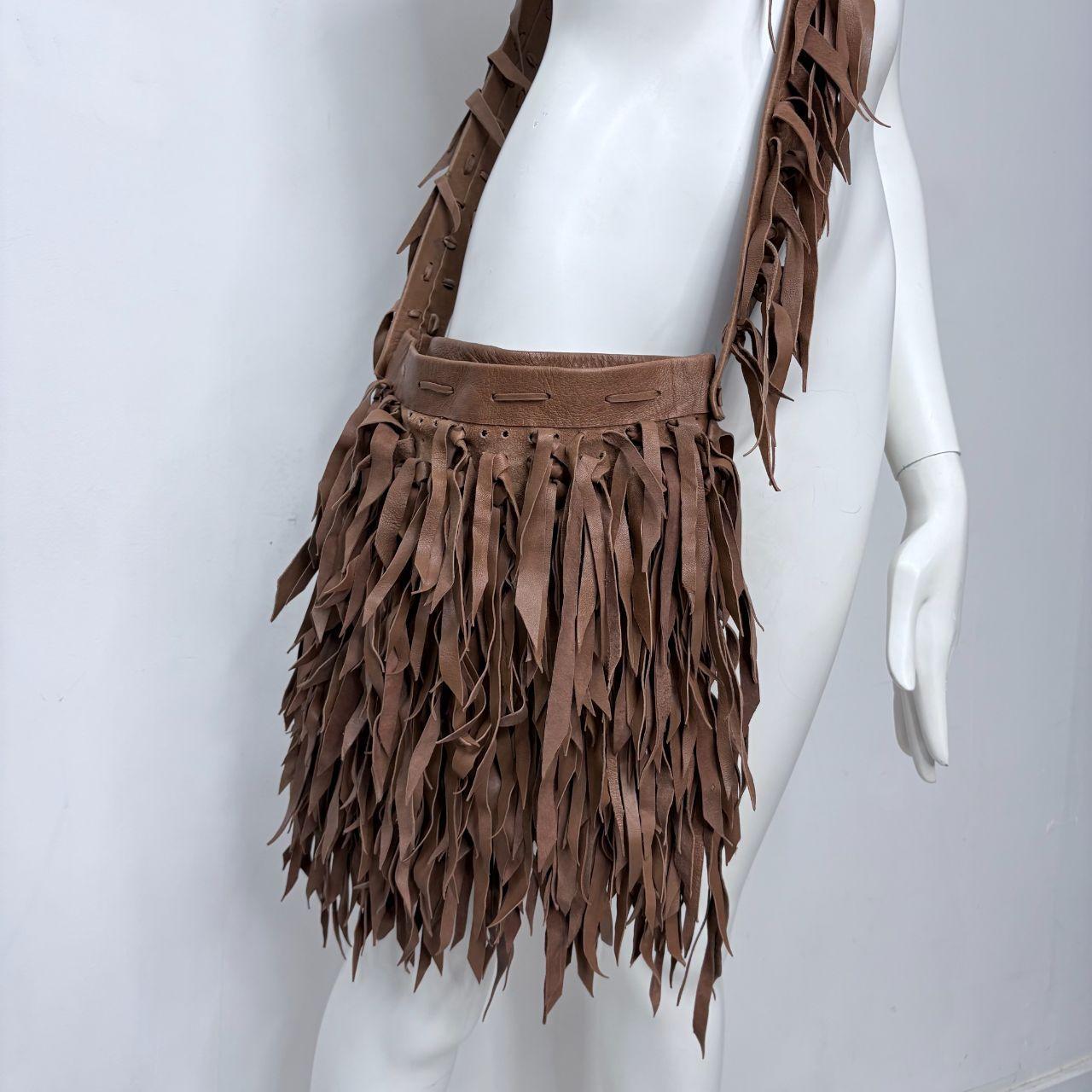 Brown leather tassel bag