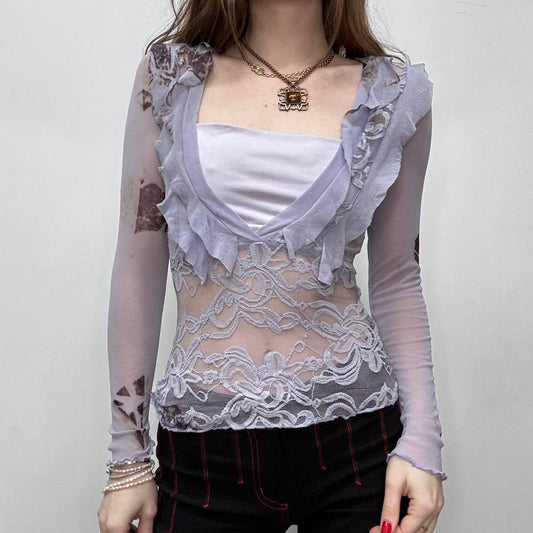 Sheer lace layered top