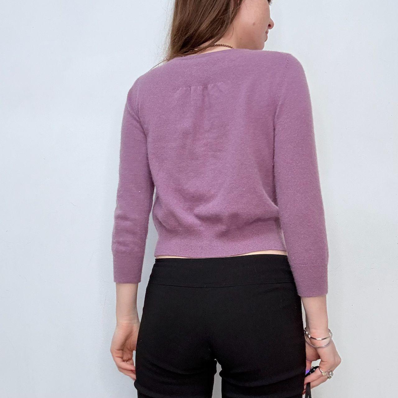Cashmere cropped lilac cardigan