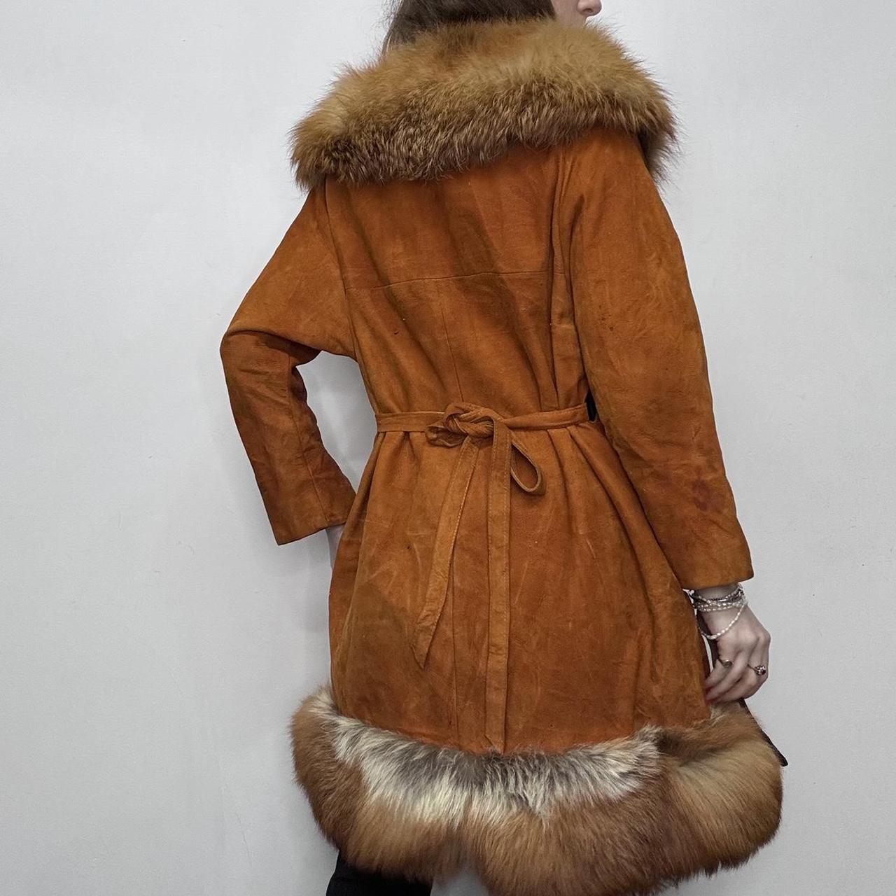 Afghan suede fur long peacoat