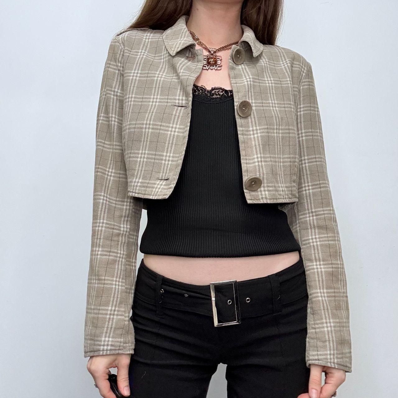 Cropped tartan check jacket