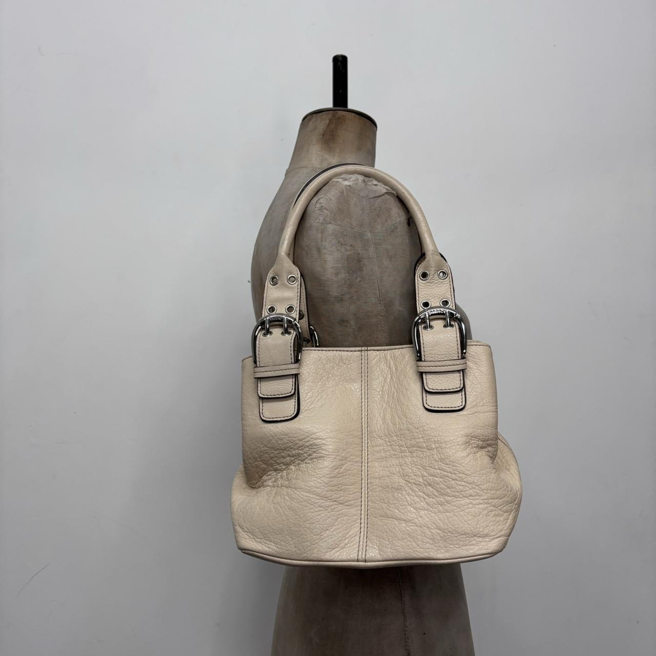 Preppy leather cream shoulder bag