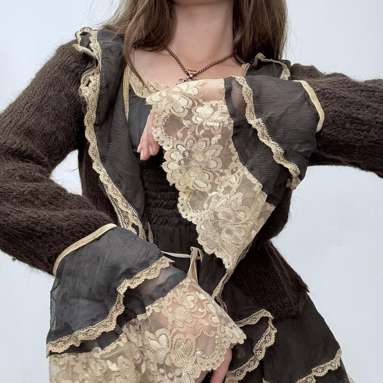 Brown mohair lace flared top