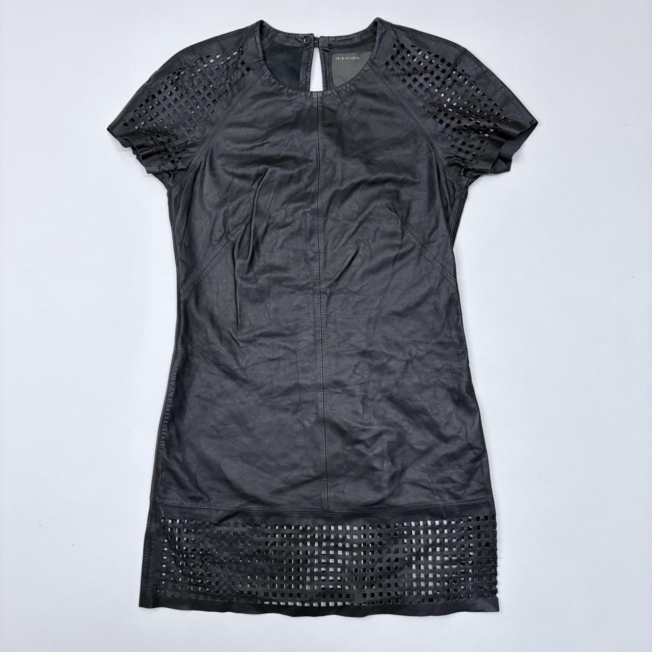 Black leather grunge mini dress