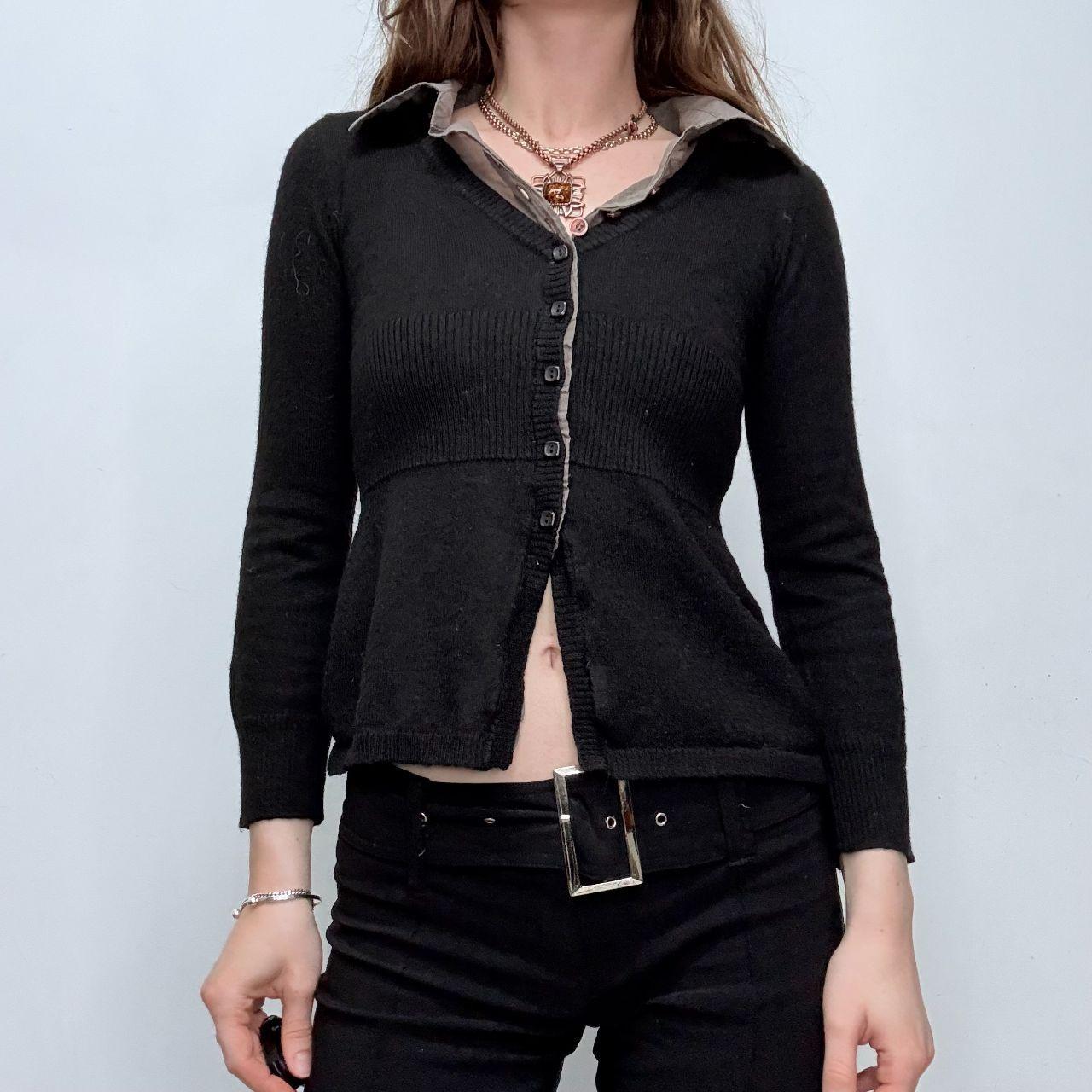 Knitted ribbed shirt cardigan