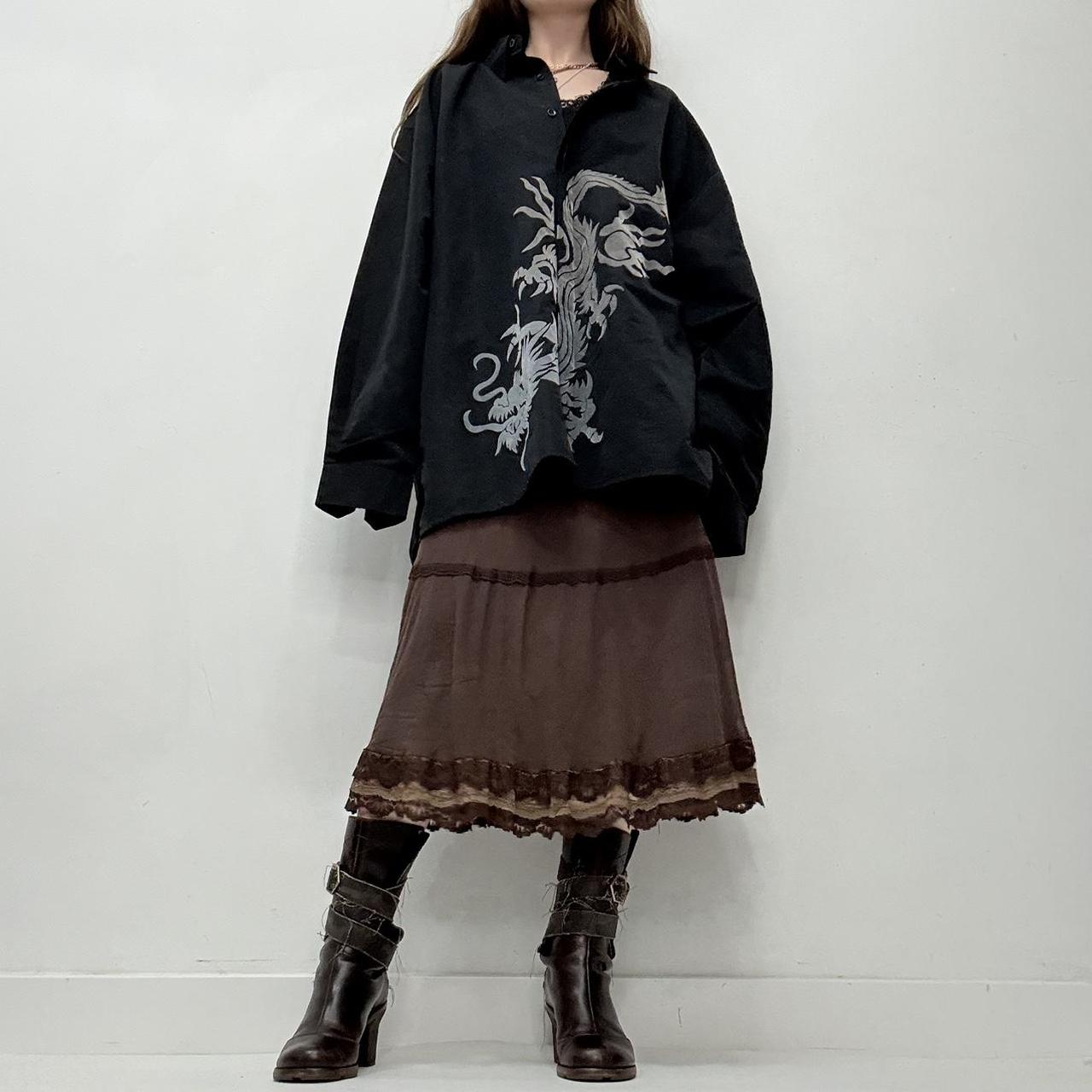 Oversized black graphic dragon shirt