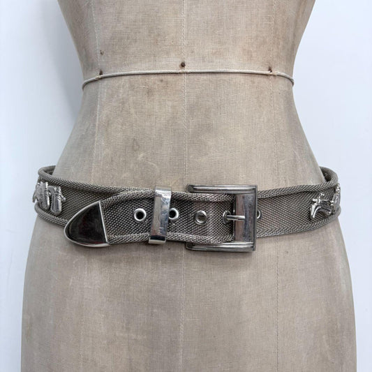 Western metal cowgirl silver belt
