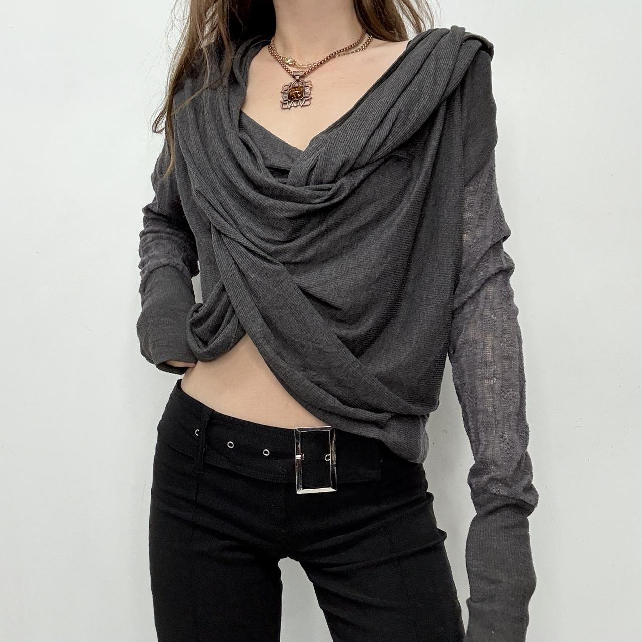 Slouchy grey draped jumper