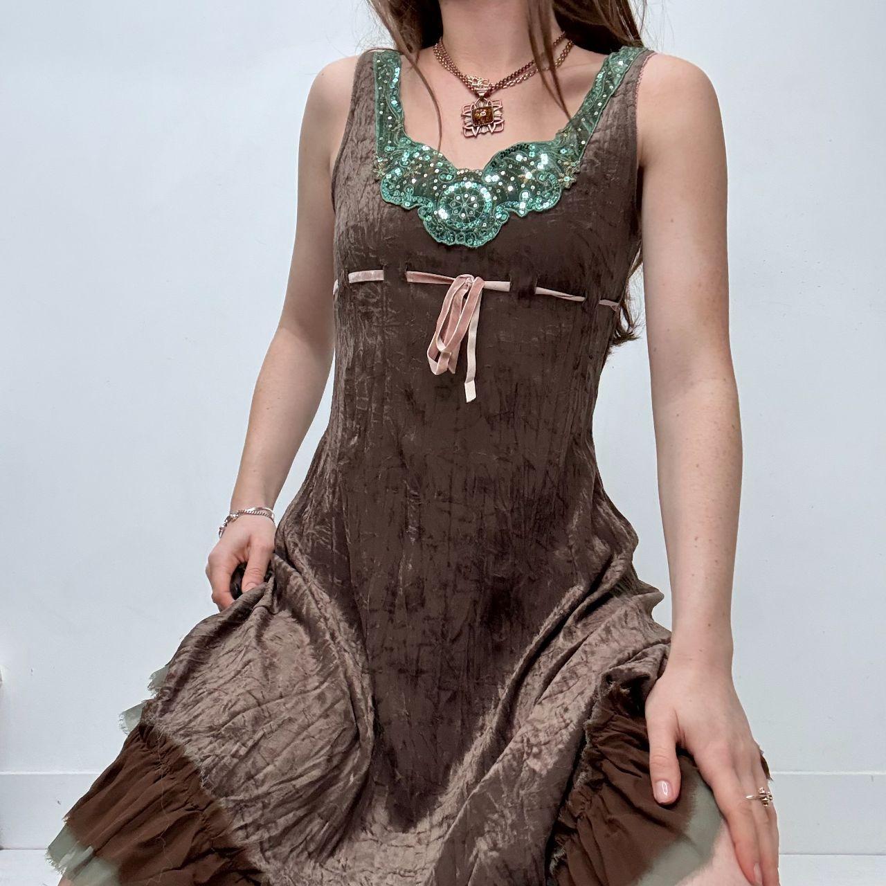 Brown crinkle velvet fairy dress