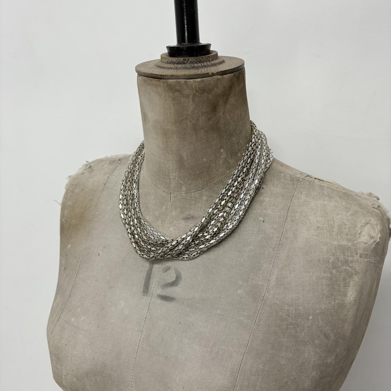 Layered silver chain necklace