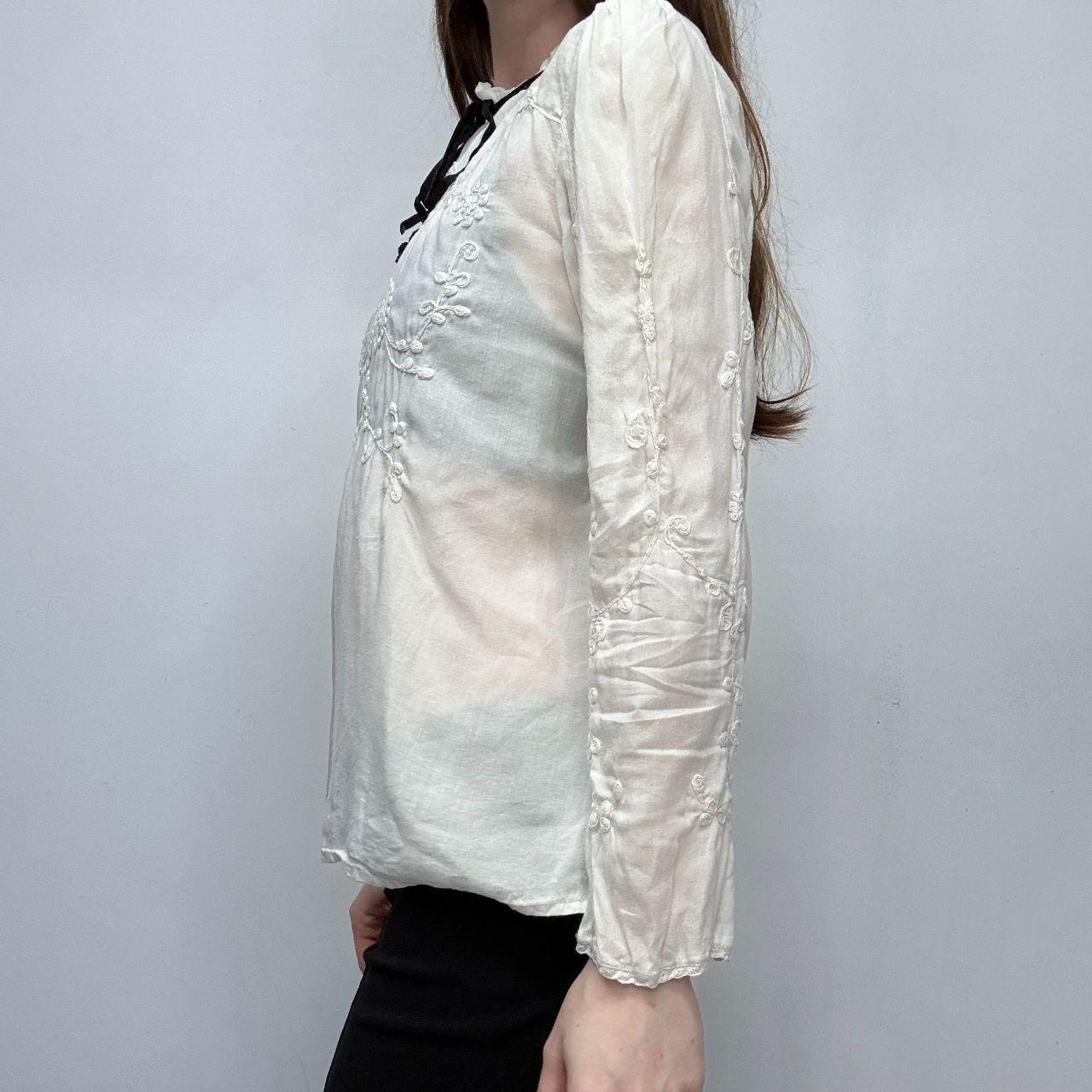 White embroidered high neck coquette shirt