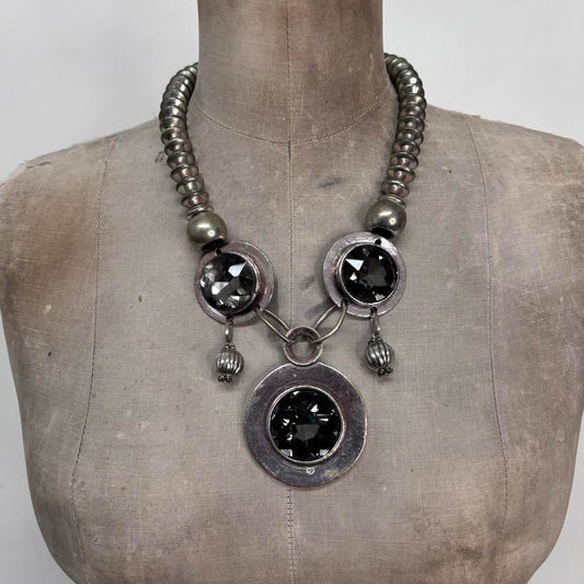 Chunky silver metal necklace