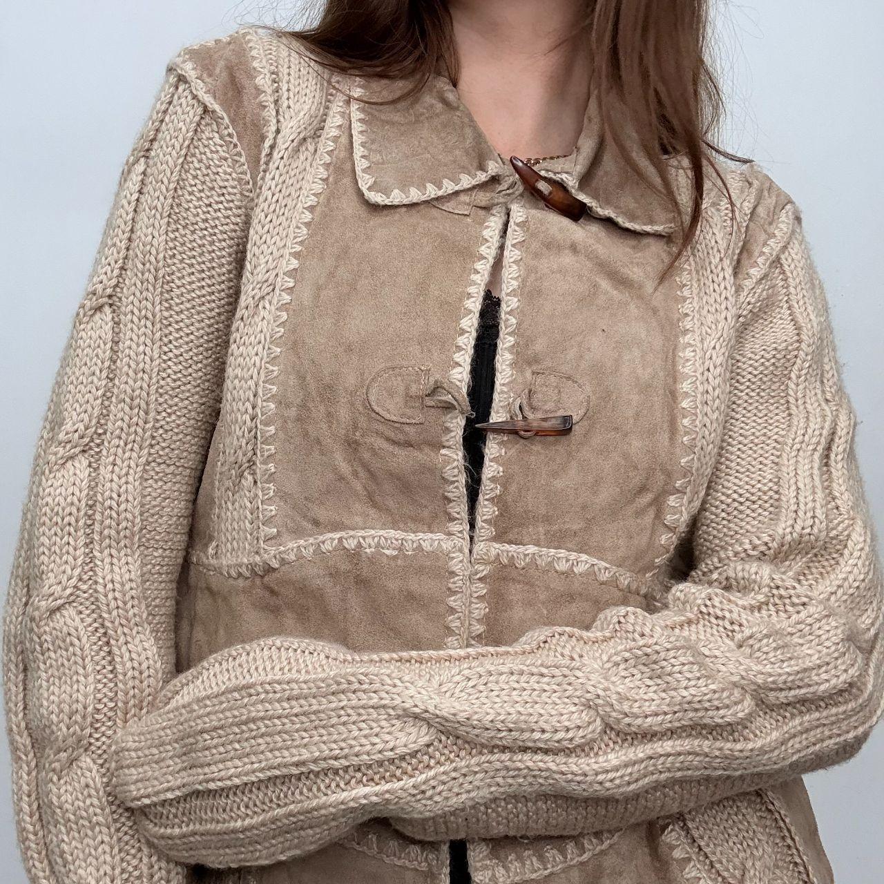Knitted crochet suede boho jacket