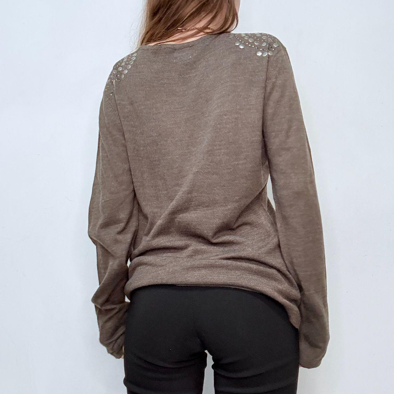 Brown knitted studded jumper