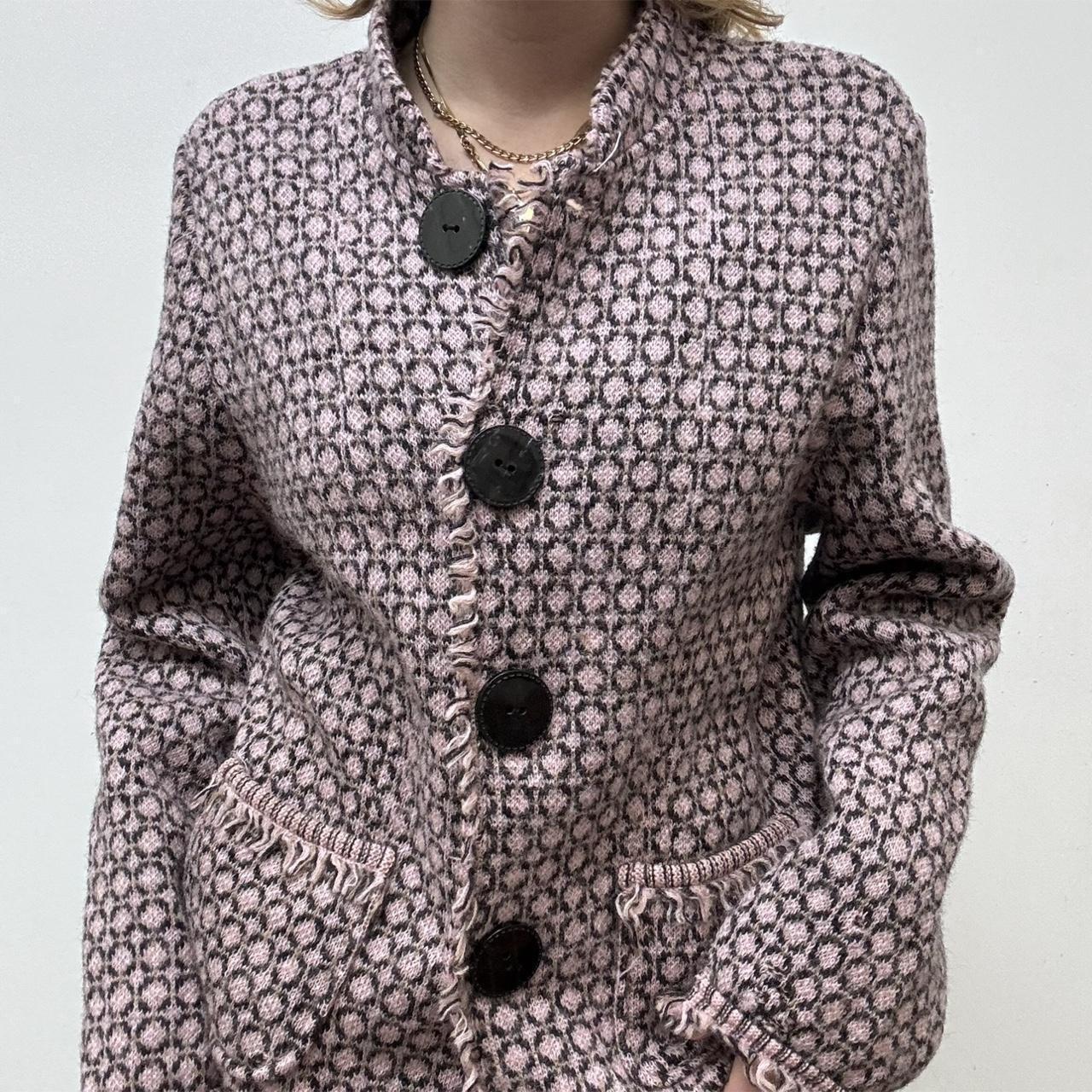 Pink patterned wool cardi peacoat