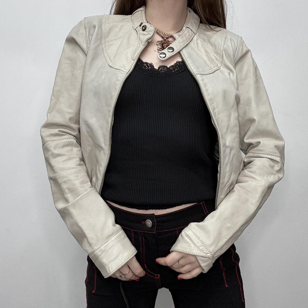 Cropped cream bomber jacket