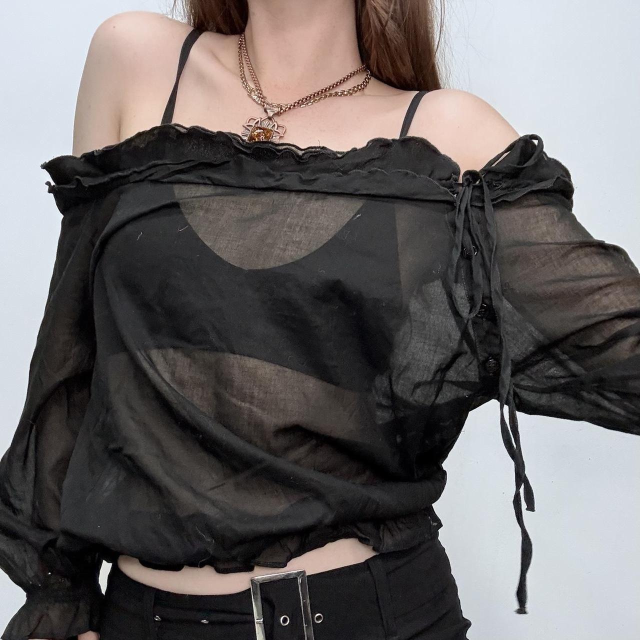 Sheer asymmetric slouchy shirt