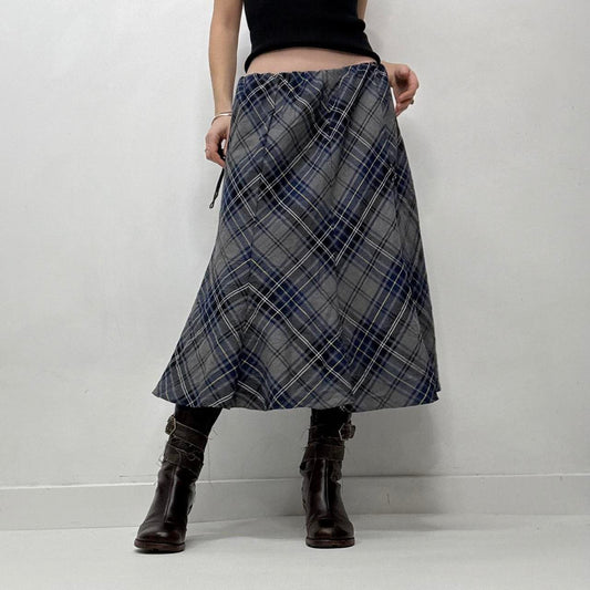 Tartan checked blue midi skirt