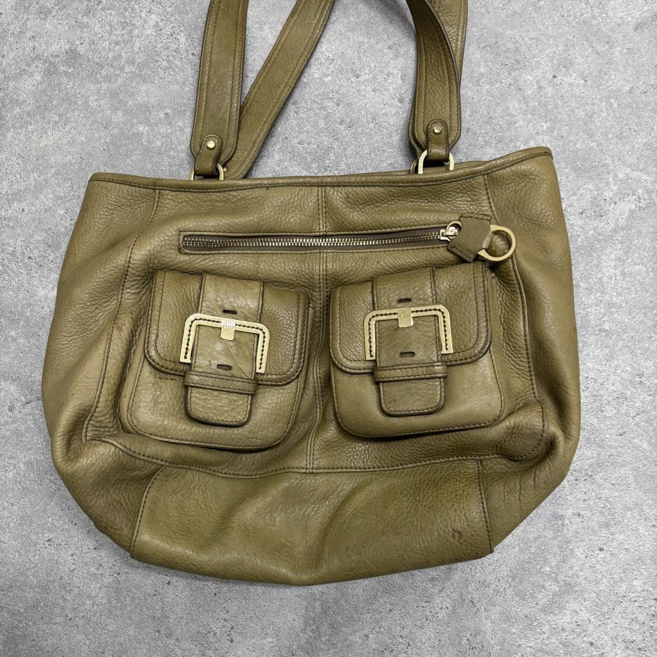 Khaki leather slouchy shoulder bag