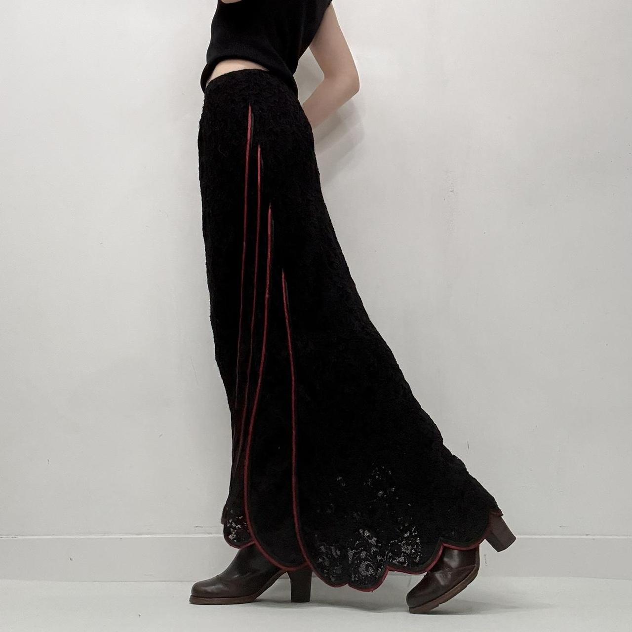 Black lace red gothic skirt