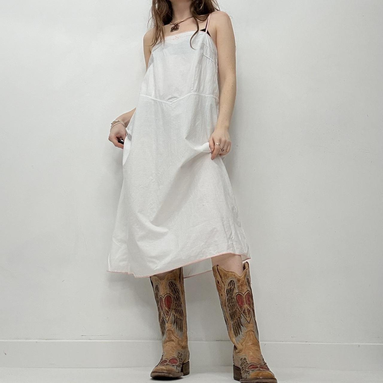 White linen embroidered midi dress