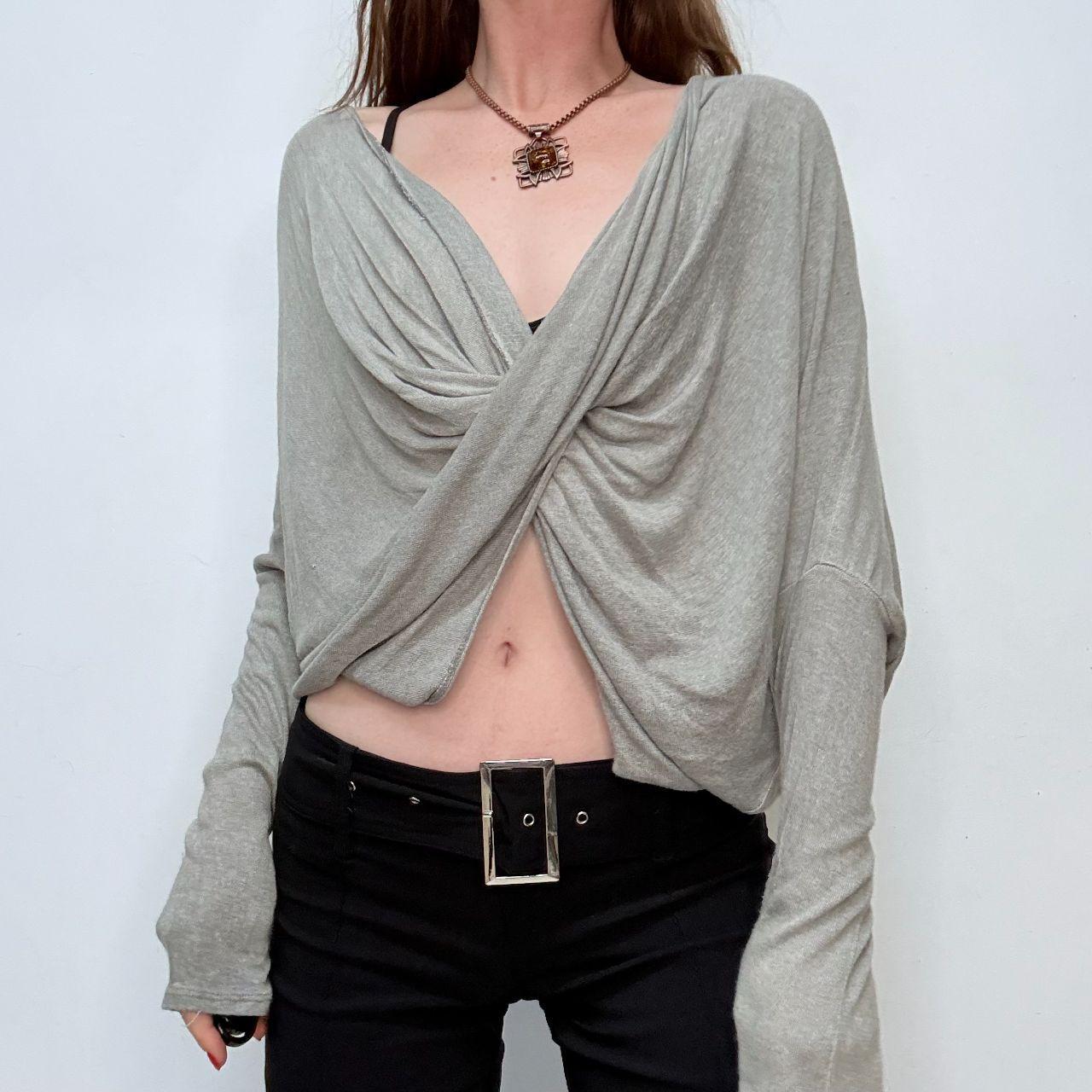 Slouchy twist grey knit jumper
