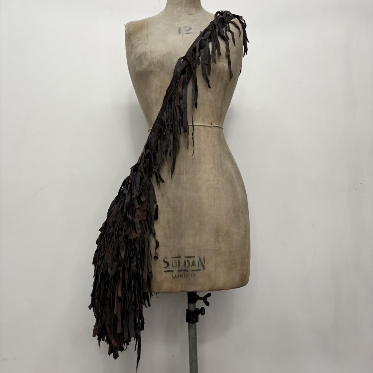 Brown leather tassel fringe bag