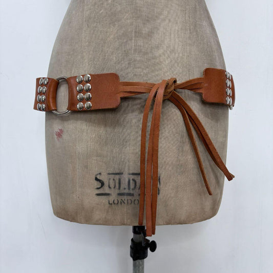 Tan leather studded western belt