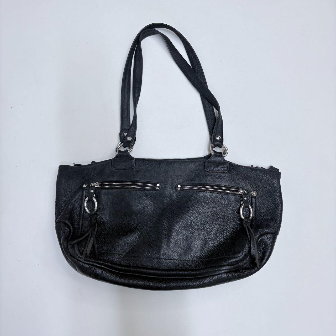 Black leather slouchy tassel bag
