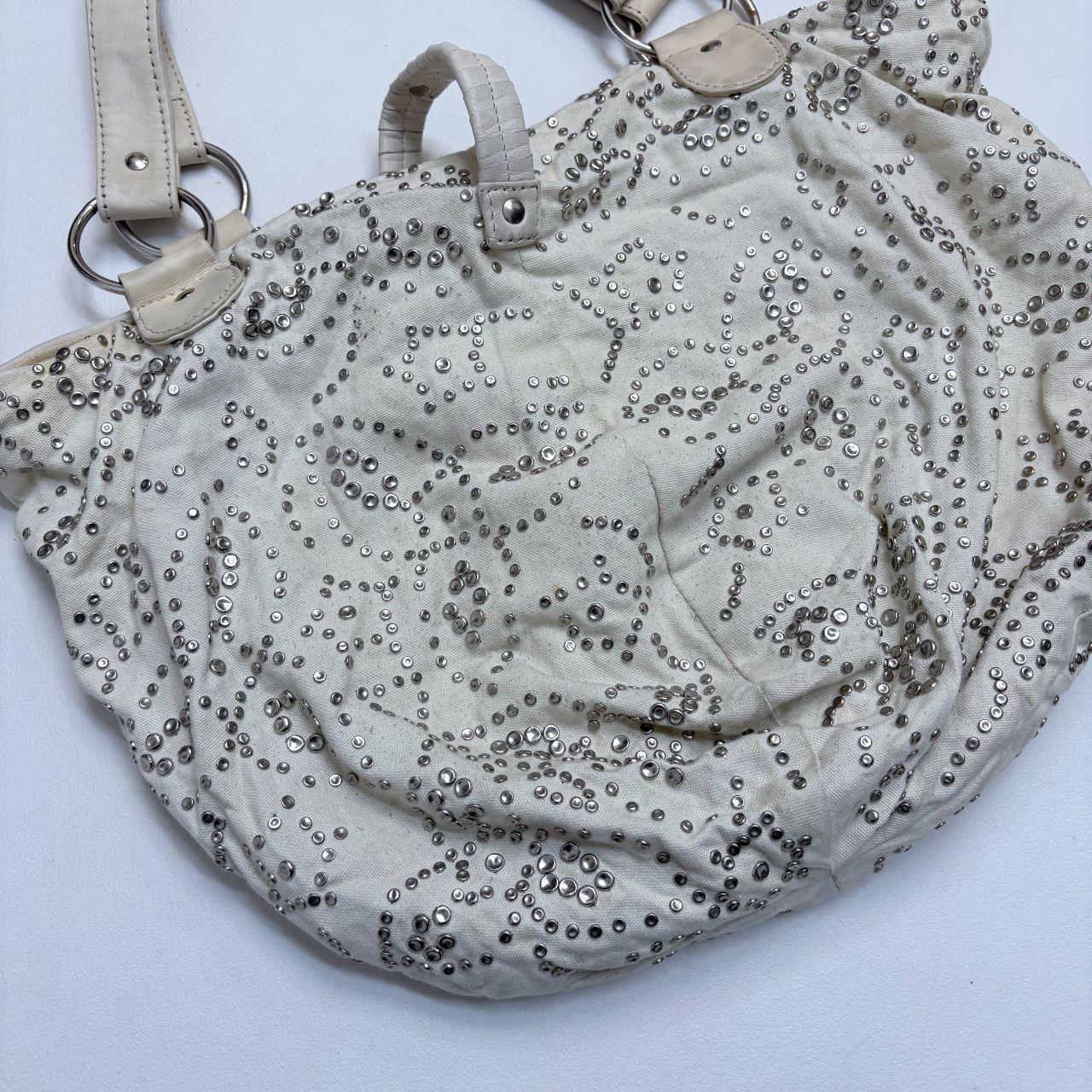 Cream studded slouchy hobo bag