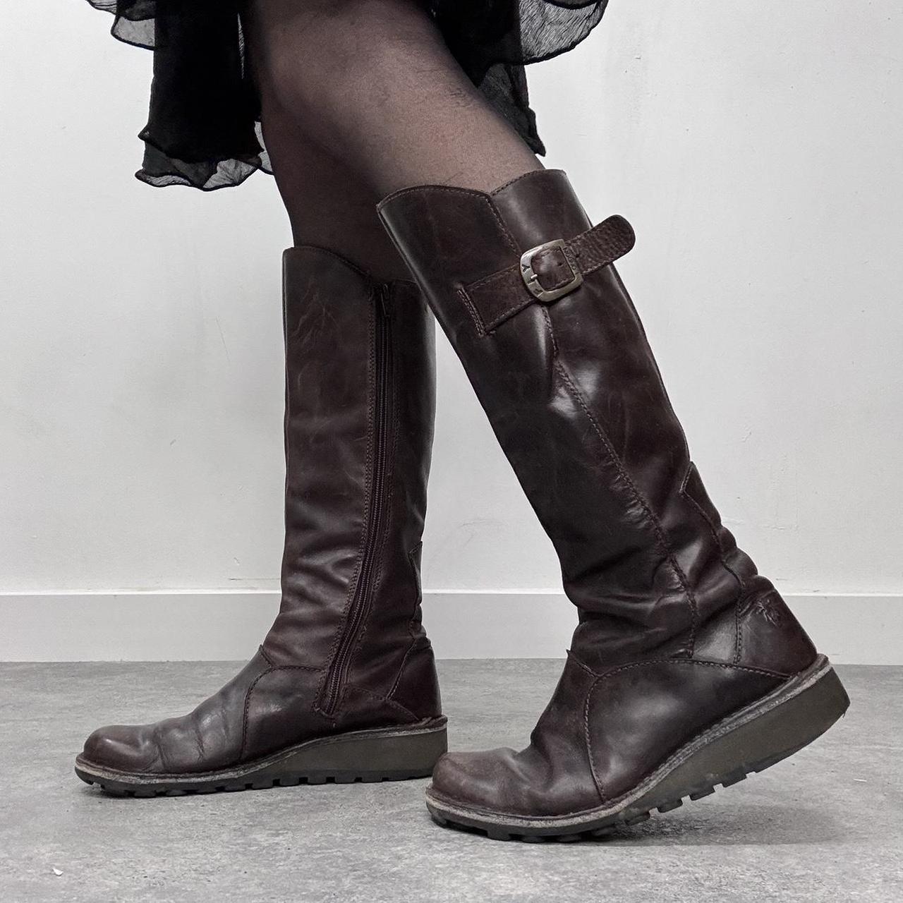 Brown leather knee high Fly boots