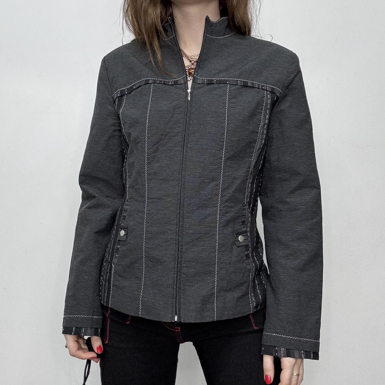Grey track zipper fitted jacket