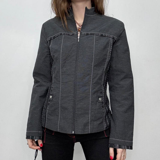 Grey track zipper fitted jacket
