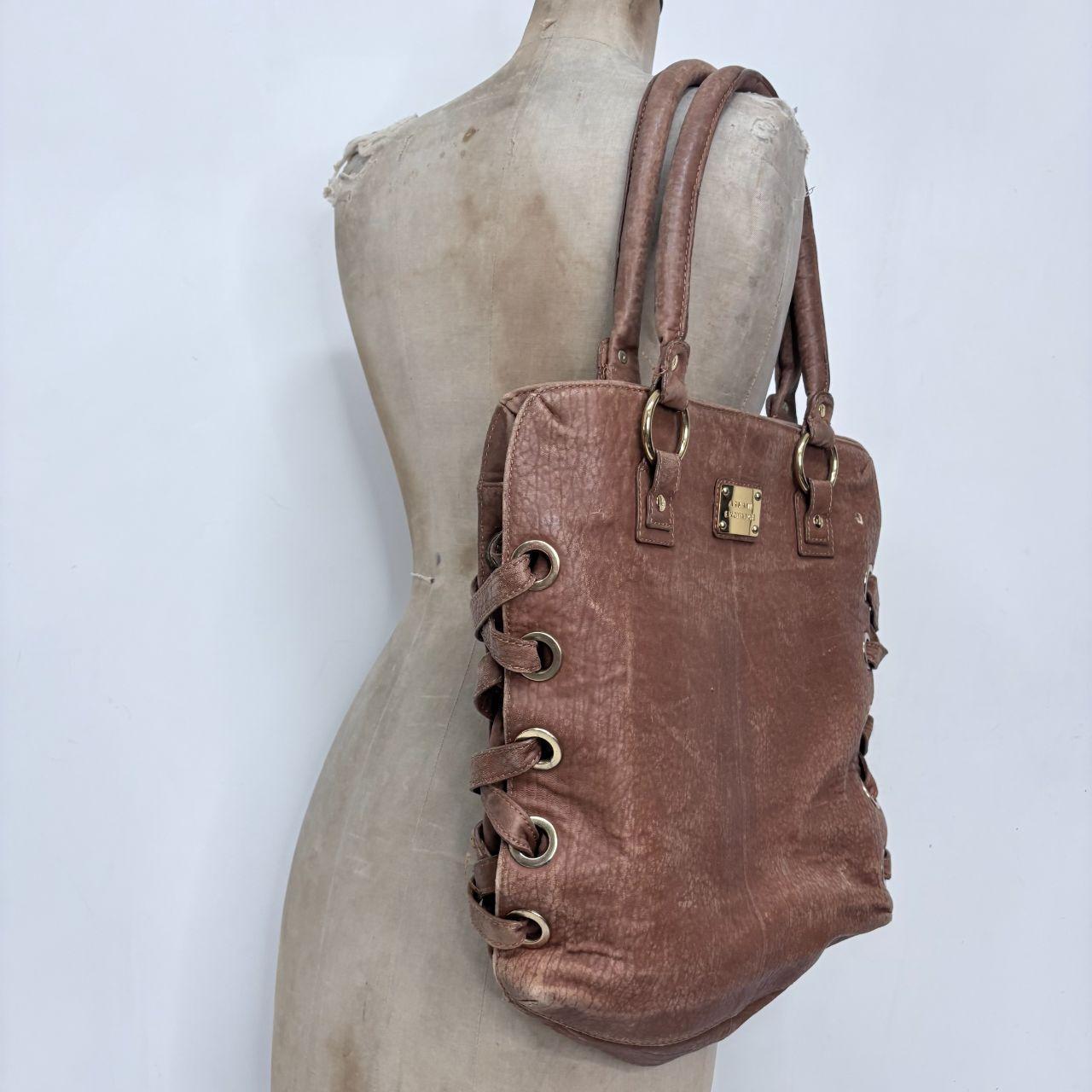 Brown woven leather bag