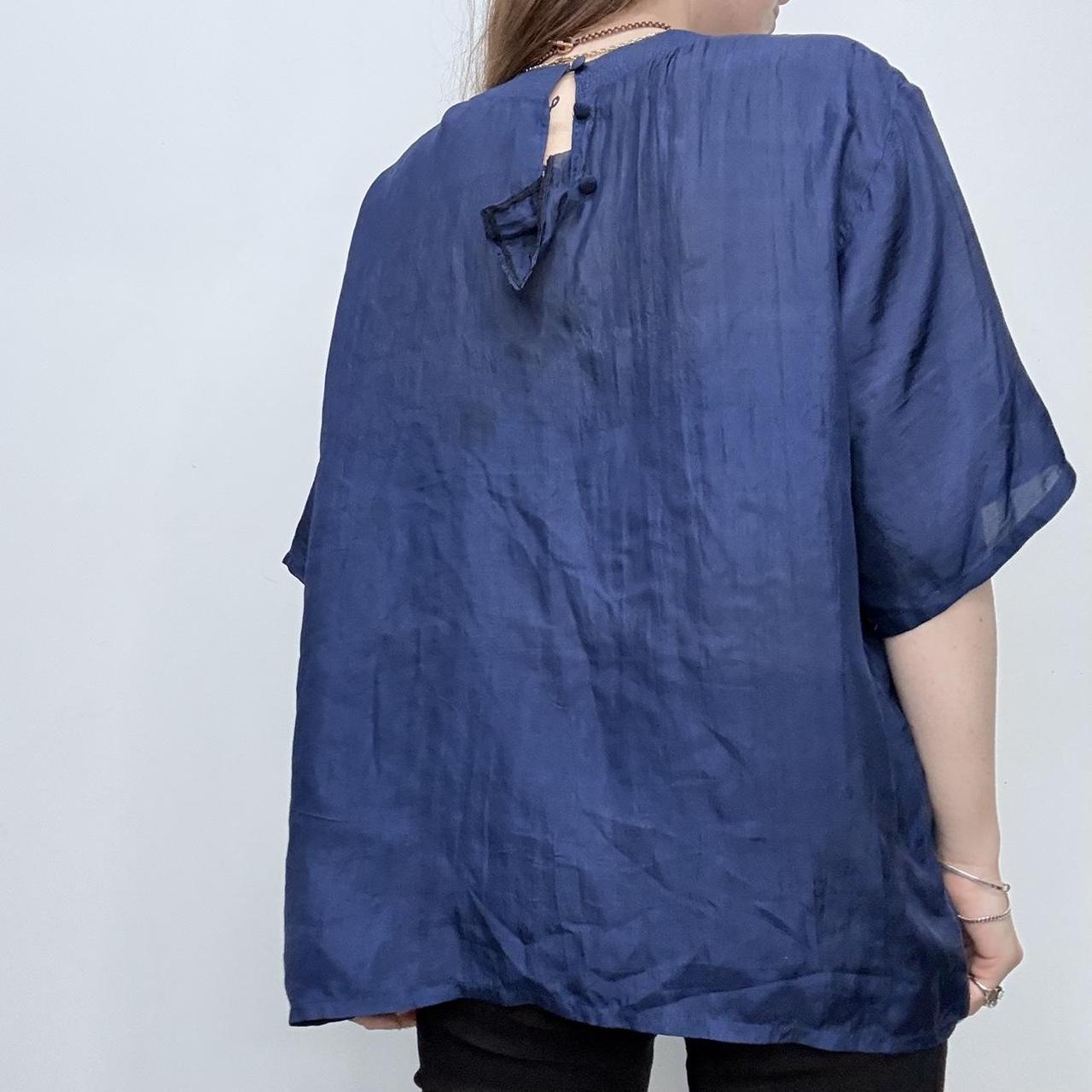 Blue silk slouchy top blouse