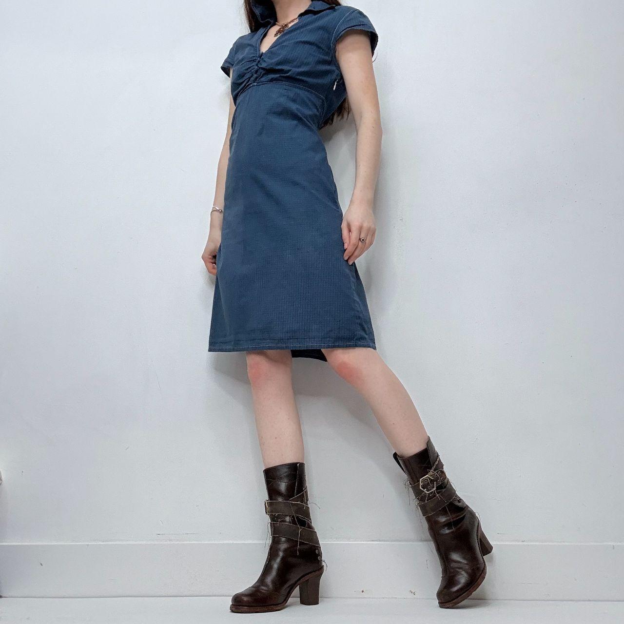 Blue checked mini dress