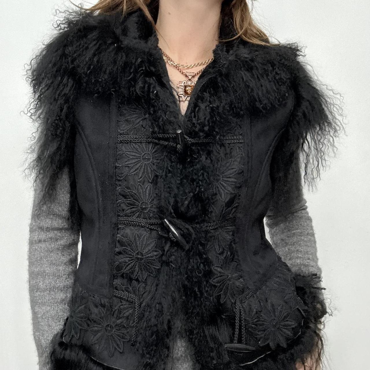 Boho Mongolian fur black vest