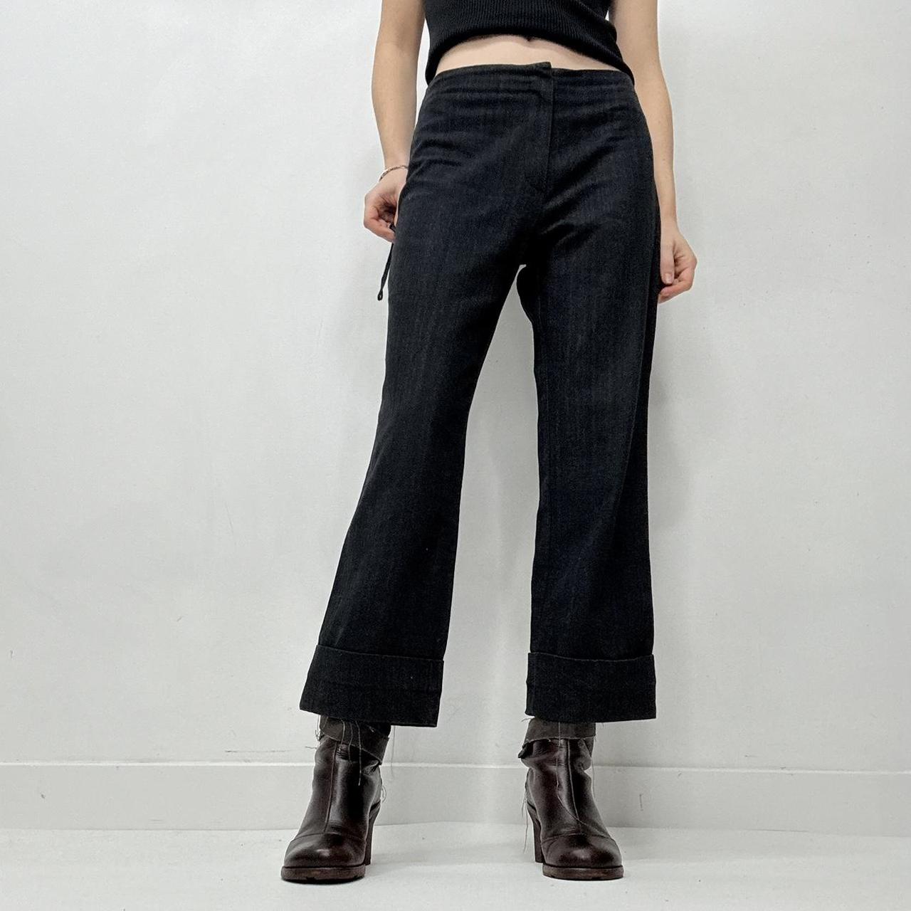 Dark navy flared wide leg minimalist trousers