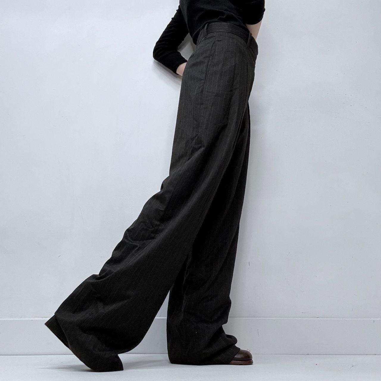 Grey pinstripe wide leg trousers