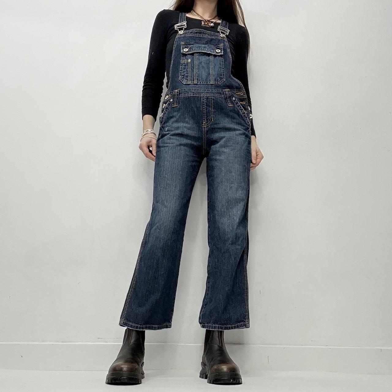 Denim wide leg dugarees