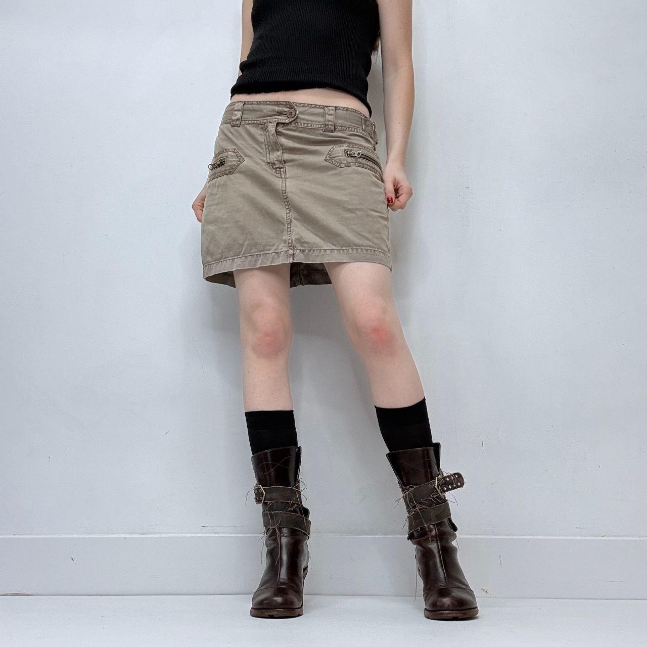 Tan utility mini cargo skirt