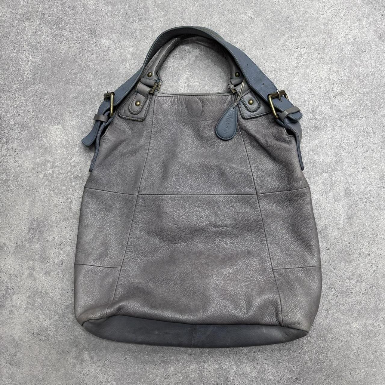 Minimalist leather grey shoulder bag