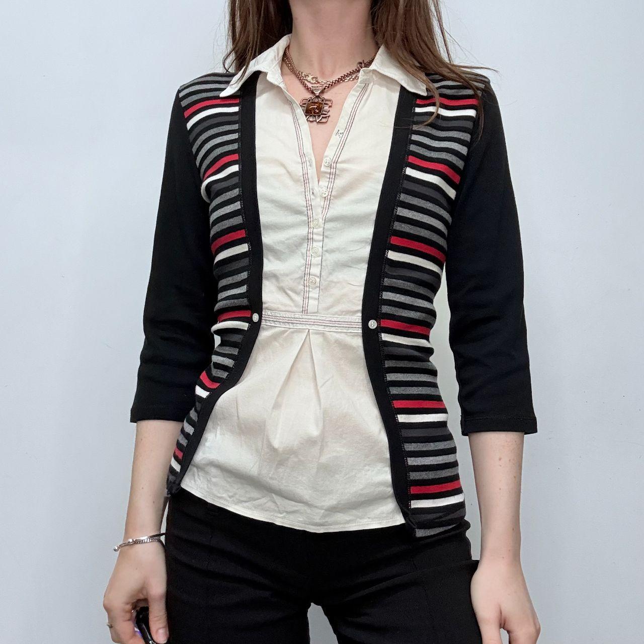 Fitted striped flare shirt