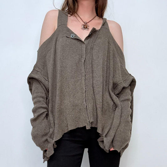 Brown cut-out slouchy allsaints jumper