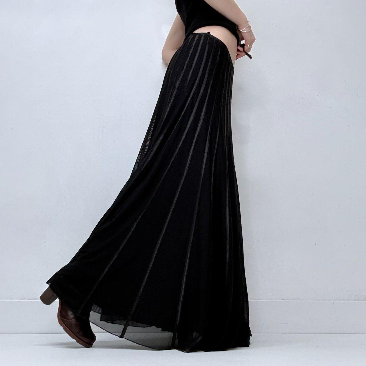 Black ribbon striped flared grunge skirt