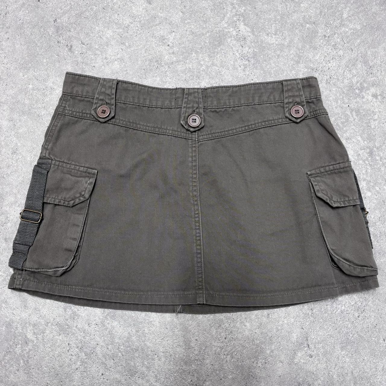 Khaki cargo utility mini skirt