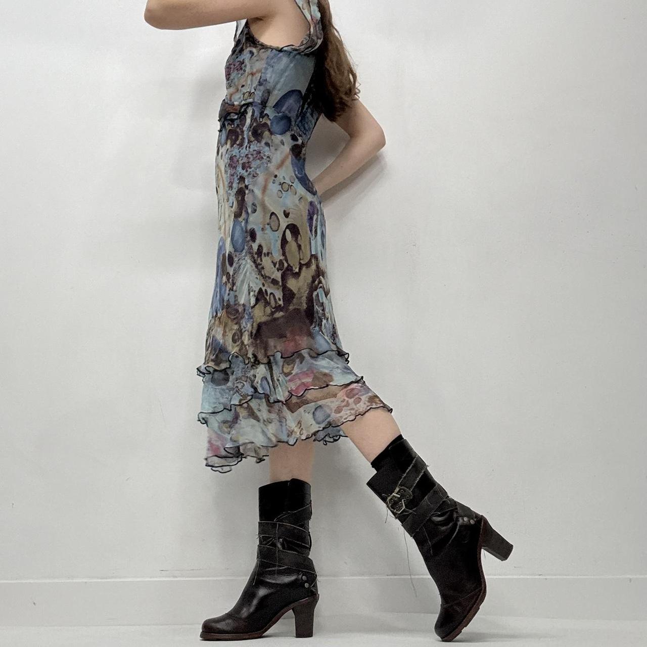 Silk sheer layered bias cut midi dress