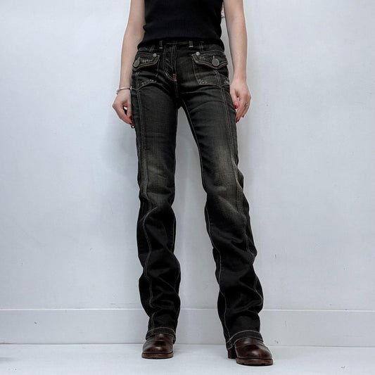 Straight leg darkdenim cargo jeans