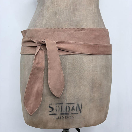 Tan leather wrap bow belt