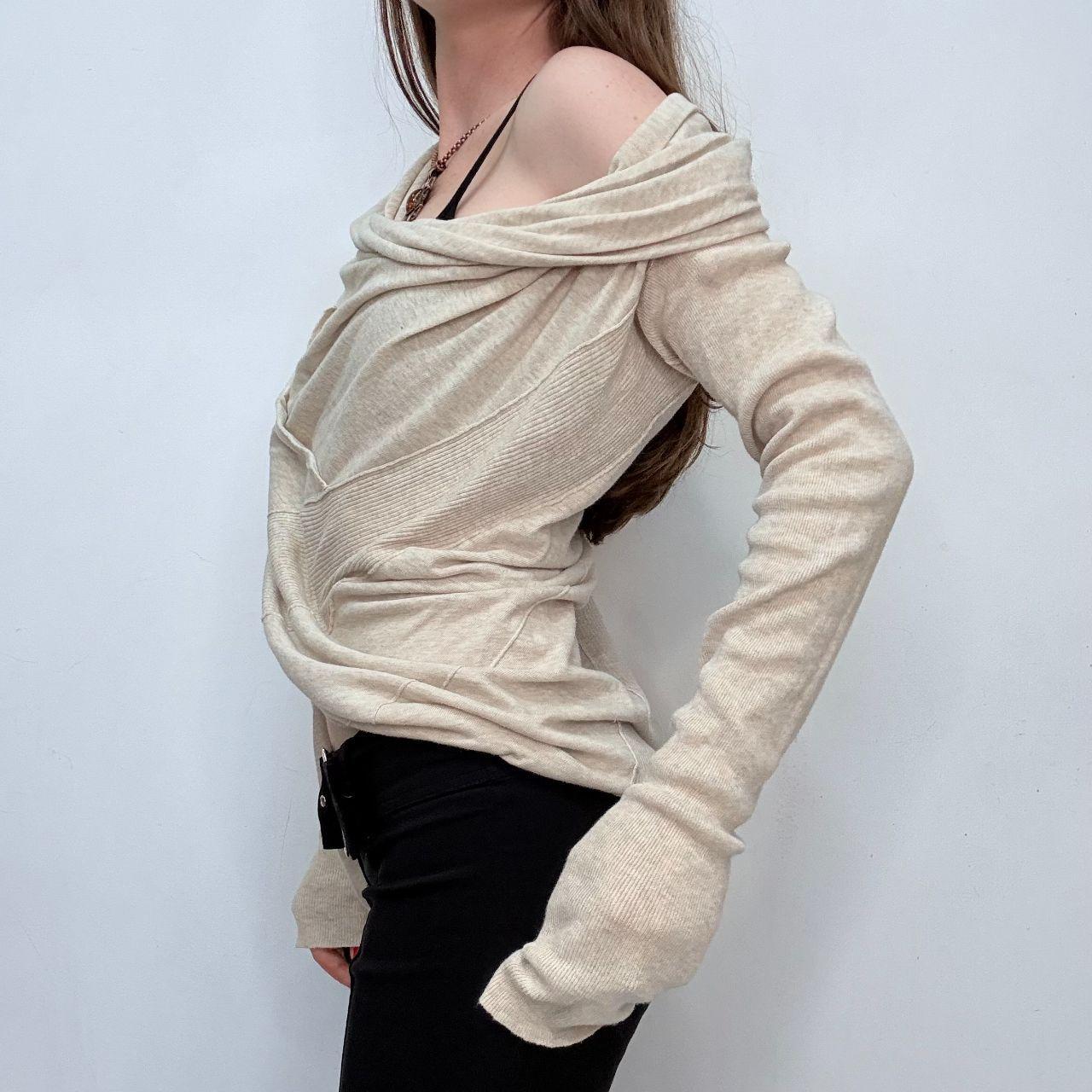 Oatmeal slouchy asymmetric jumper